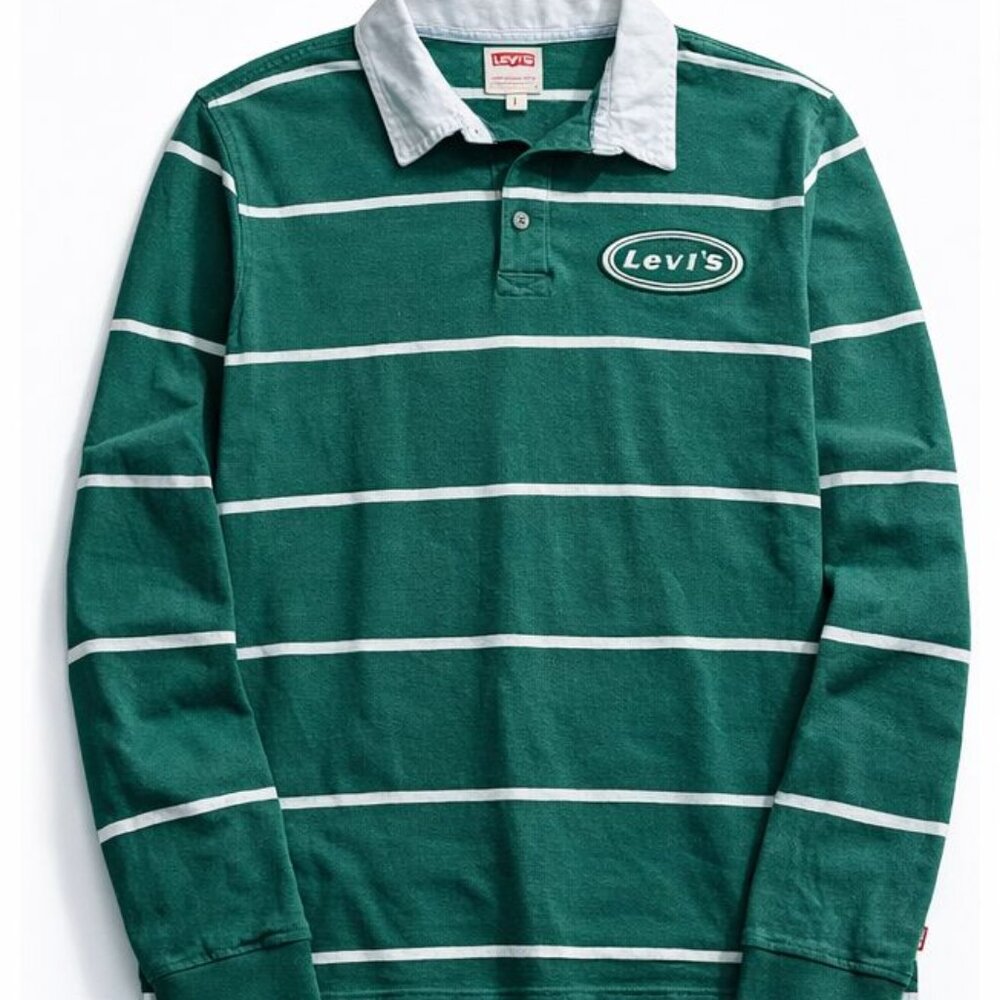 Levi’s Men’s Green & White Polo Shirt Size Medium Clean Condition